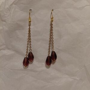Wine Red Drop Earrings